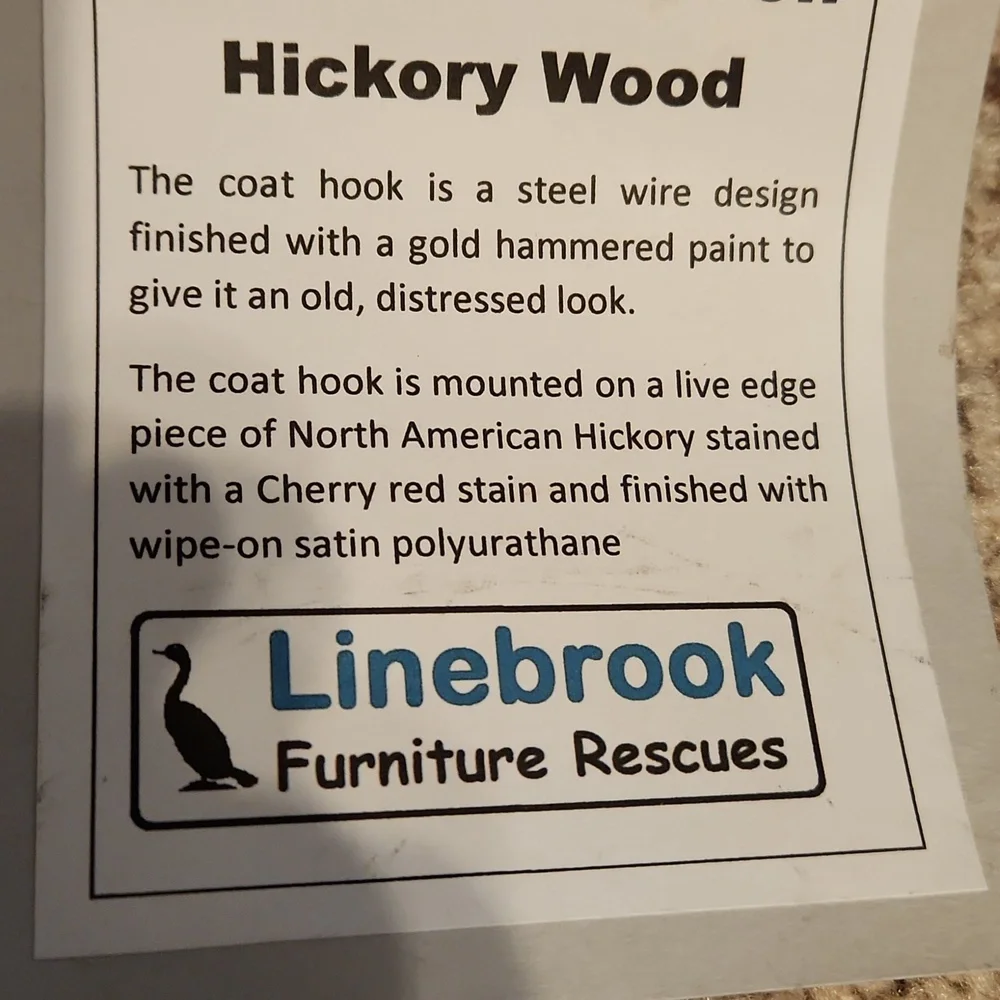 Linebrook Furniture Rescues Fish Coat Hook on Hickory Wood NEW